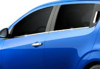 Chevrolet Aveo T300 2011–2020 Spodní lišty oken (nerez) Hatchback, OmsaLine – italská nerezová ocel fotografie 3