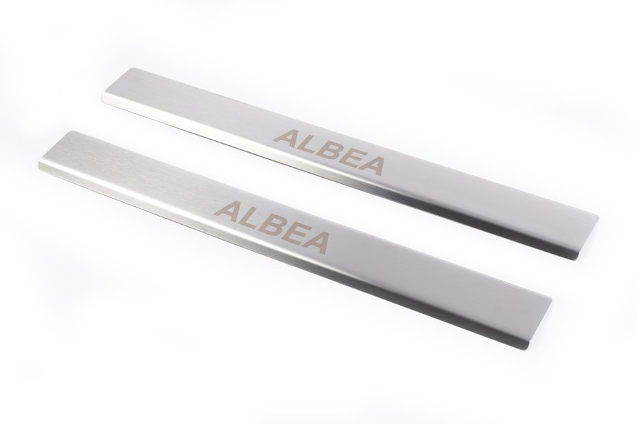 Fiat Albea 2002–2012 Nerezové kryty prahů dveří Carmos (2 ks) Fotografie 1