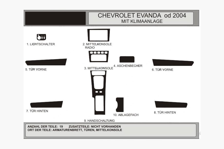 Chevrolet Evanda 2000–2006 Kryty palubní desky (Hartman) Karbon Image
