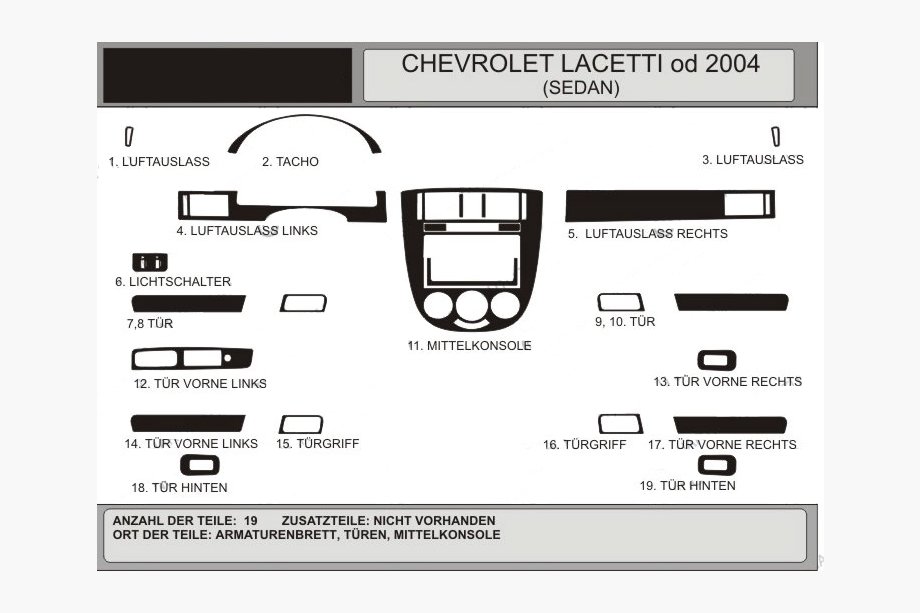 Chevrolet Lacetti 2003–2024 Kryty na palubní desku Sedan (Hartman) Image