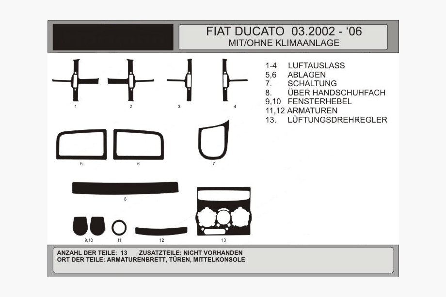 Fiat Ducato 1995–2006 Lišty na palubní desku (model 2002-2006) Image