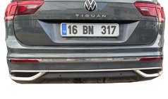 Volkswagen Tiguan 2016–2023 Chromové kryty imitace koncovek výfuku 2020+ (3 ks, nerez) fotografie 2
