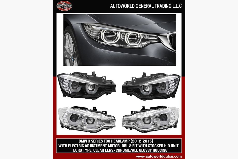 BMW řada 3 F30/F31 2012–2019 Přední xenonové světlomety s LED obrysovým světlem 2012-2015 (2 ks) Čirá Fotografie 2