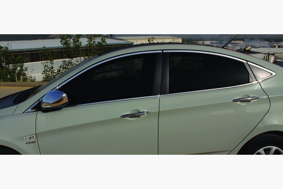 Hyundai Accent 2011–2017 Kompletní sada chromových lišt kolem oken (14 ks, nerez) Image