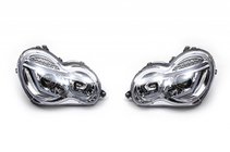 Mercedes C-Class W203 2000–2007 Přední světlomety s LED obrysovými světly (2 ks) Tmavé fotografie 1