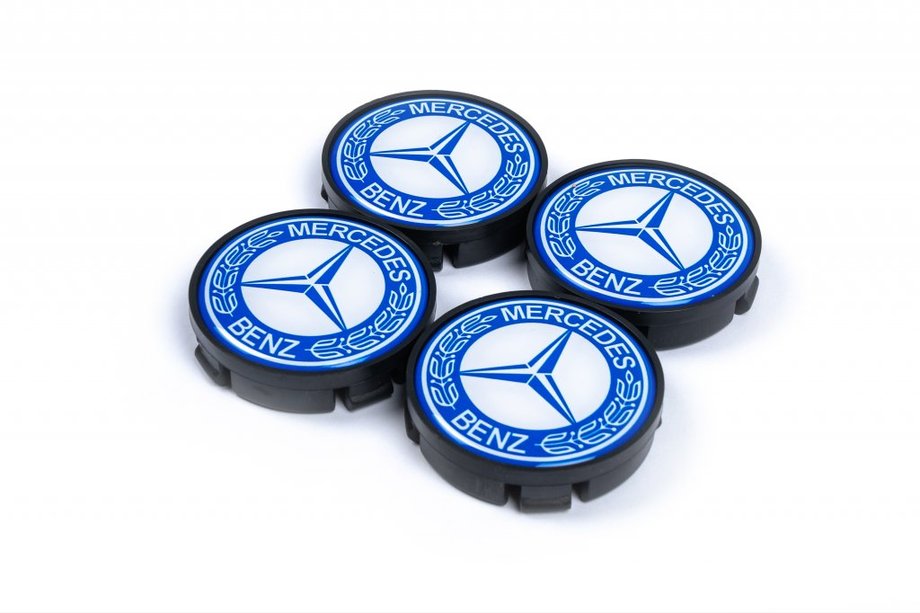 Mercedes-Benz Středové krytky na disky 55,5 mm/57 mm bez kroužku (4 ks, modré) Image