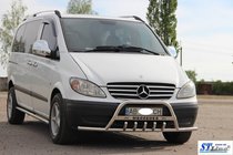 Mercedes Viano 2004–2014 Nerezový přední ochranný rám WT004-Plus s bočními trubkami fotografie 2