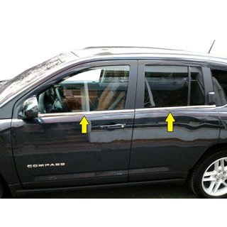 Spodní okenní lišty z nerezu Jeep Compass 2006–2016 fotografie 1