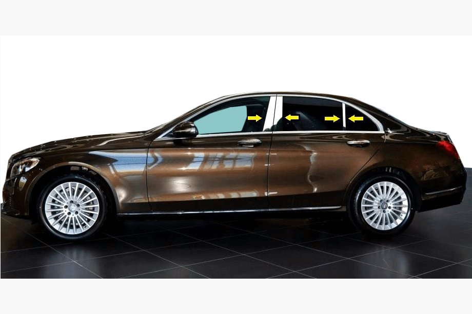 Mercedes C-Class W205 2014–2021 Nerezové lišty dveřních sloupků Image