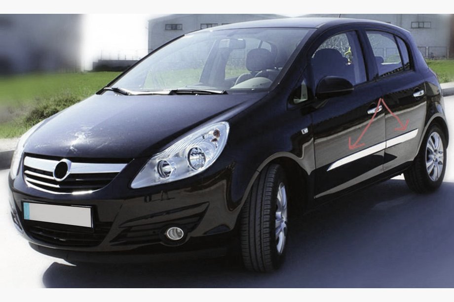 Opel Corsa D 2007–2014 Chromové lišty dveří (4 ks, nerez) Image