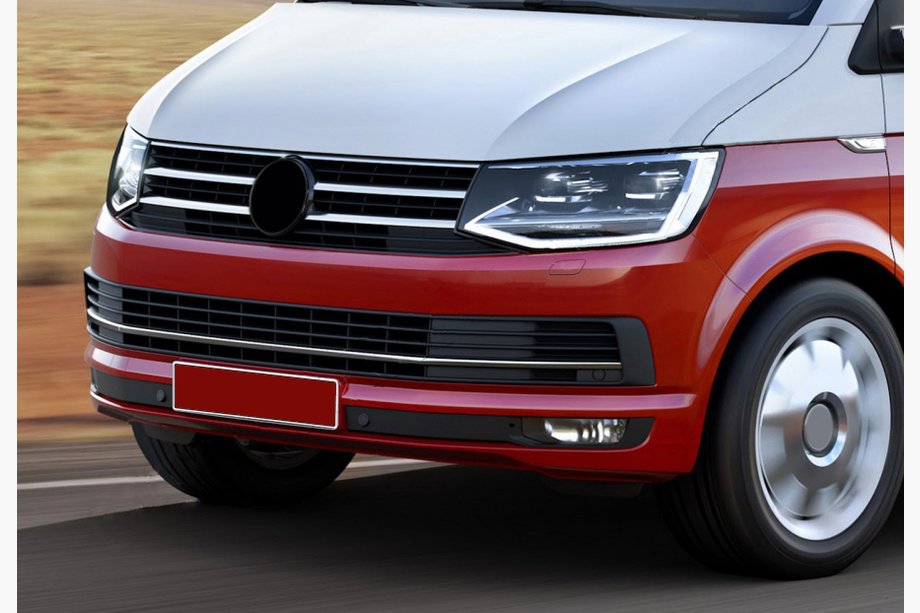 Volkswagen T6 2015–2024 VÝPRODEJ! Kryty mřížky nárazníku 2015-2019 (3 ks, nerez) Image