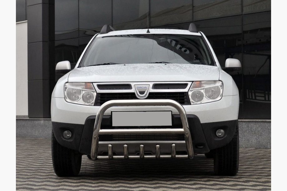 Dacia Duster 2008–2018 Přední ochranný rám (bullbar) bez nápisu QT006 (nerez) Fotografie 1