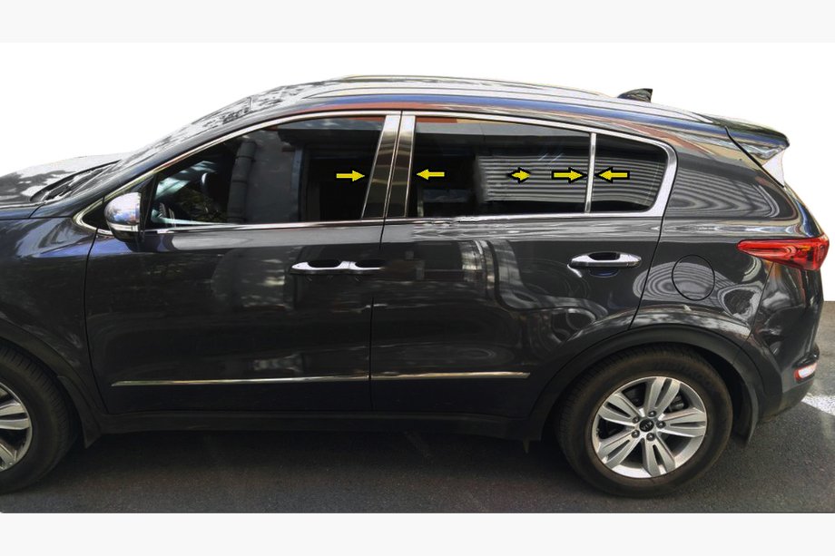 Kia Sportage 2015–2021 Nerezové lišty sloupků dveří (nerez) Image