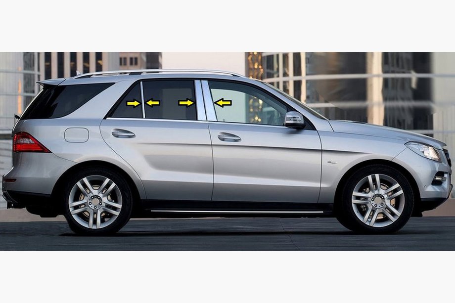 Mercedes GLE/ML třída W166 2011–2018 Nerezové lišty sloupků dveří (6 ks) Fotografie 1
