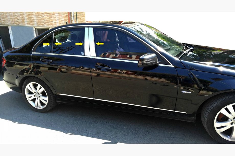 Mercedes C-class W204 2007–2015 Nerezové kryty sloupků Image