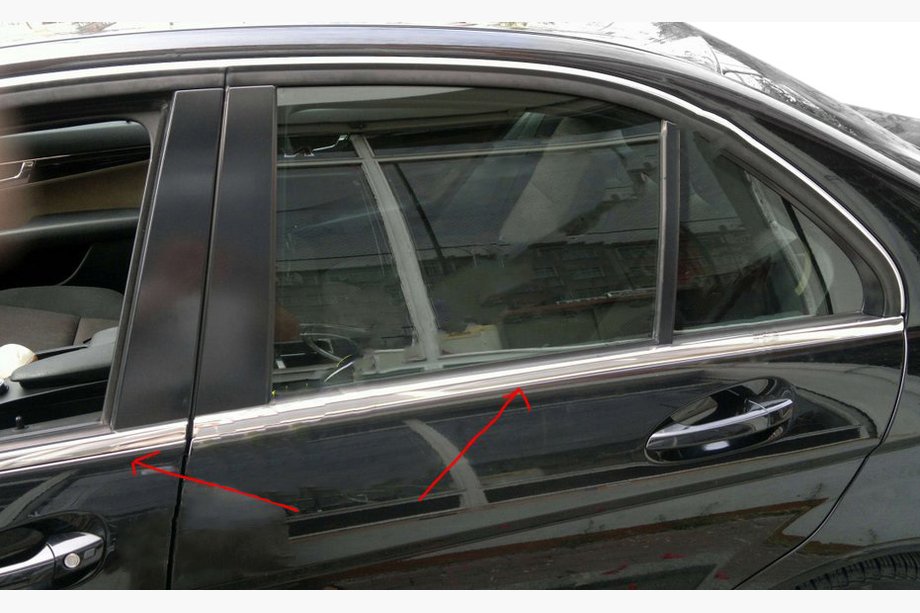 Mercedes C-class W204 2007–2015 Nerezové kryty okenních lišt (6 ks) Fotografie 5