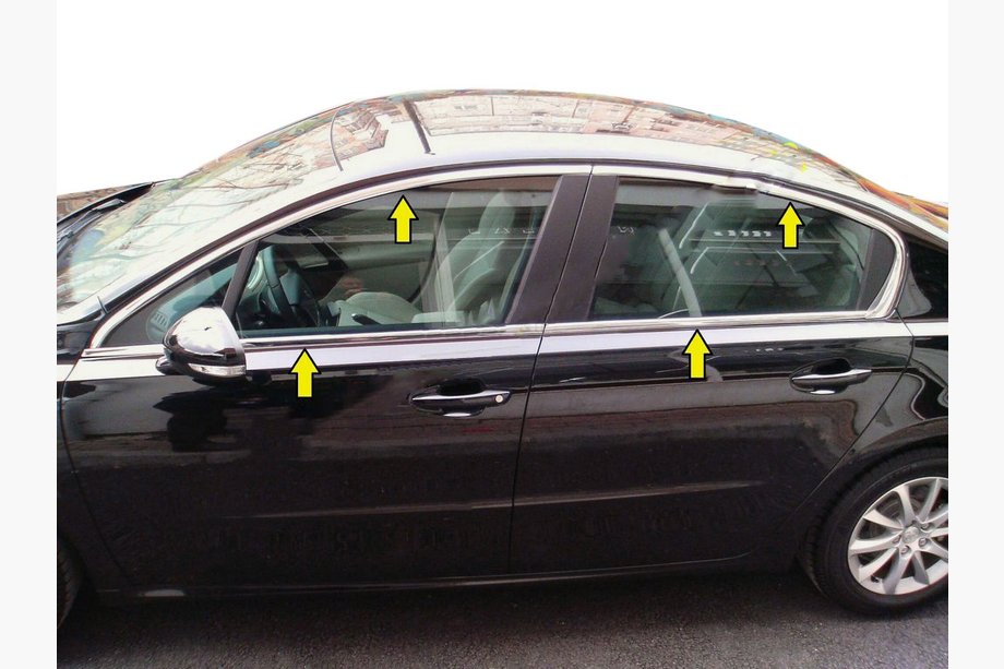 Peugeot 508 2010–2018 Kompletní okenní lišty (Sedan, nerez) Image