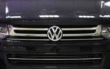 Volkswagen T5 2010–2015 Nerezové lišty na masku chladiče (Omsa, 4 ks) fotografie 1