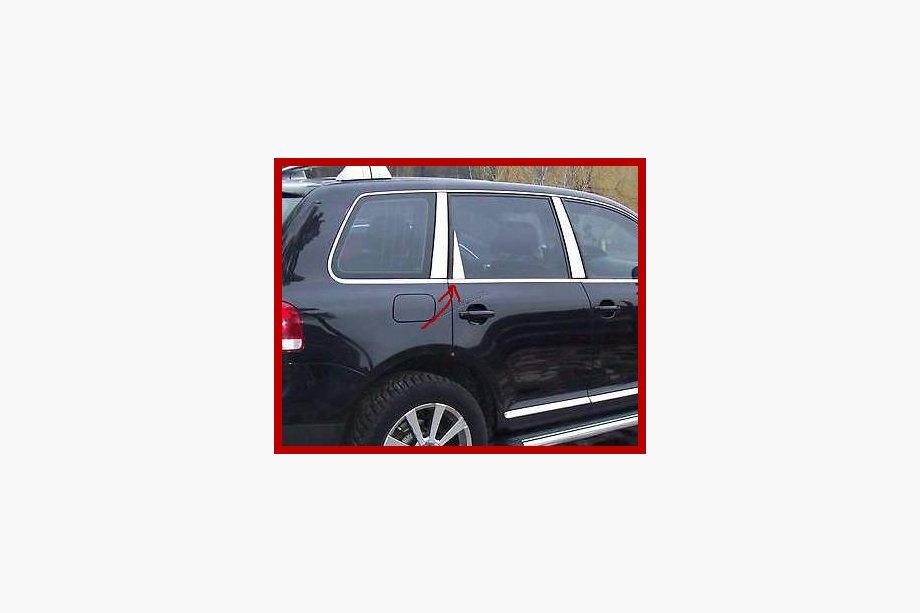 Volkswagen Touareg 2002–2010 Chromové kryty sloupků dveří (6 ks, nerez) Fotografie 12
