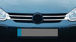 Volkswagen Golf 5 2003–2009 Úzké nerezové lišty na masku chladiče (4 ks) fotografie 1