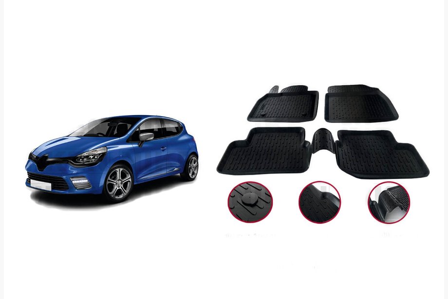 Renault Clio IV 2012–2019 Gumové autokoberce (4 ks, Niken 3D) Image
