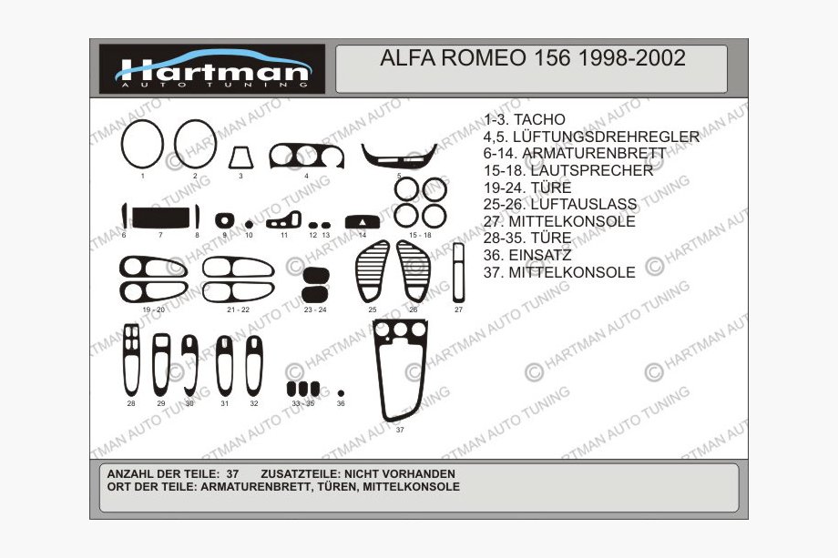 Alfa Romeo 156 1997–2007 Kryty palubní desky (Hartman) Image