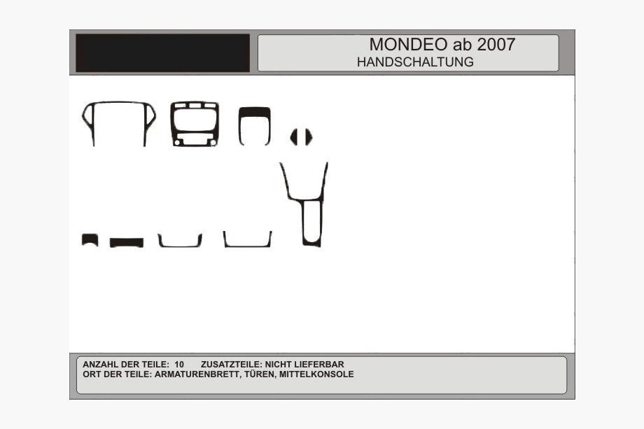 Ford Mondeo 2008–2014 Dekorativní lišty na palubní desku (karbon) Image