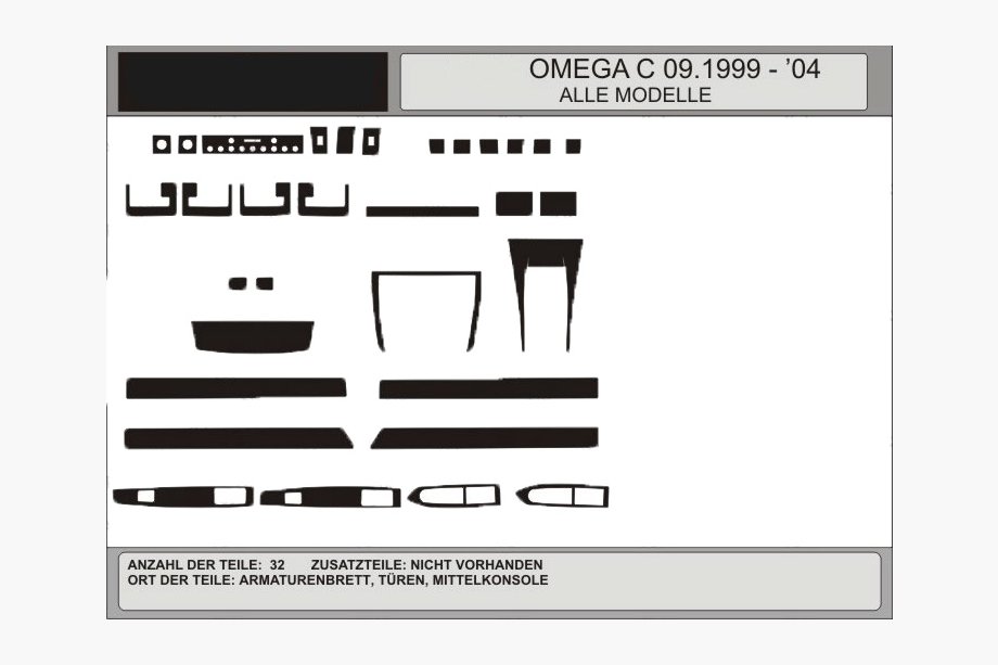 Opel Omega B 1994–2003 AKCE! Dekorační lišty na palubní desku v hliníkovém vzhledu (1993-1999) Image