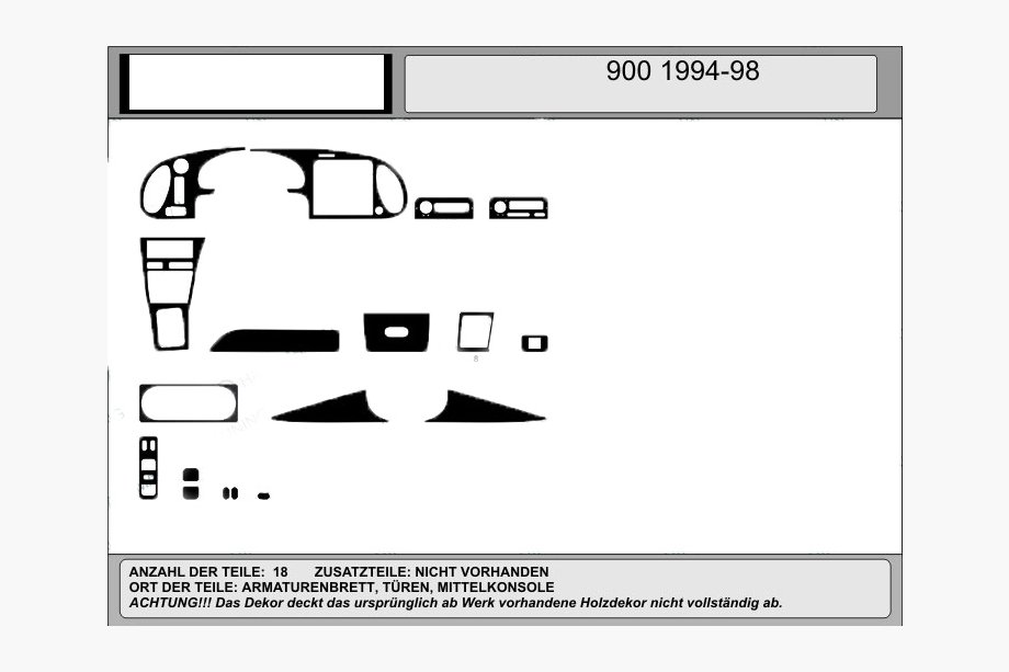 Saab 900 1994–1998 Akce! Kryty palubní desky (karbonový vzhled) Image