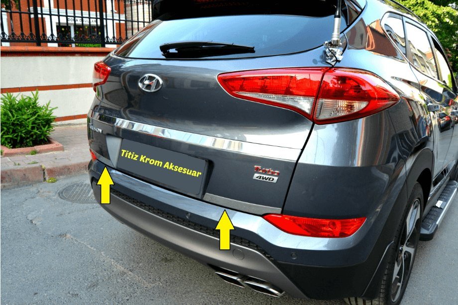 Hyundai Tucson TL 2016–2021 Chromová lišta na hranu víka kufru (2 díly, nerez) Image