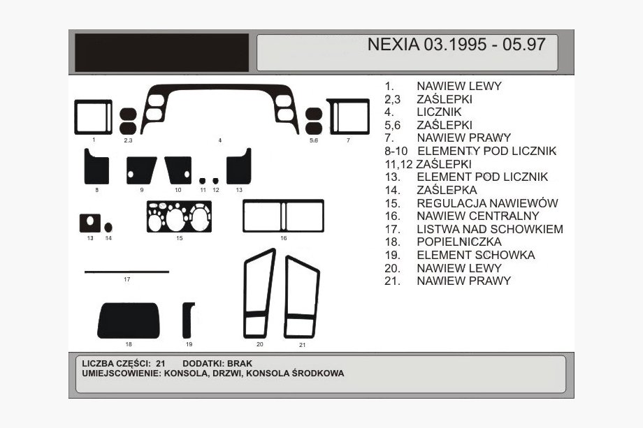 Daewoo Nexia 1995–2016 AKCE! Obložení palubní desky v dekoru dřeva (1995-1997) Image