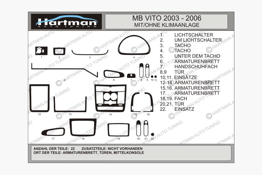 Mercedes Vito W639 2004–2014 Akce!!! Dekoracni listy na palubni desku (HARTMANN) imitace dreva Image