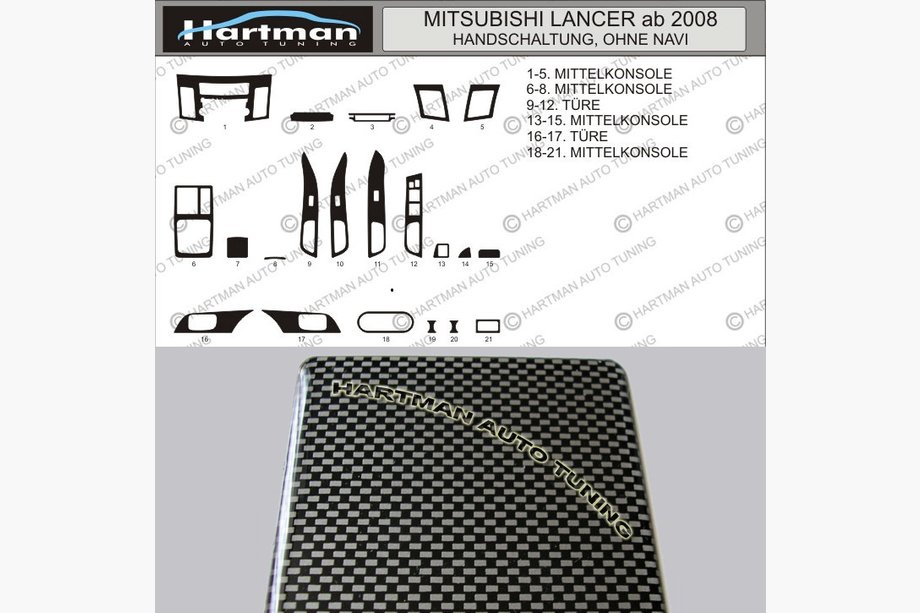 Mitsubishi Lancer X 2008– AKCE! Kryty palubní desky v karbonovém vzhledu Image