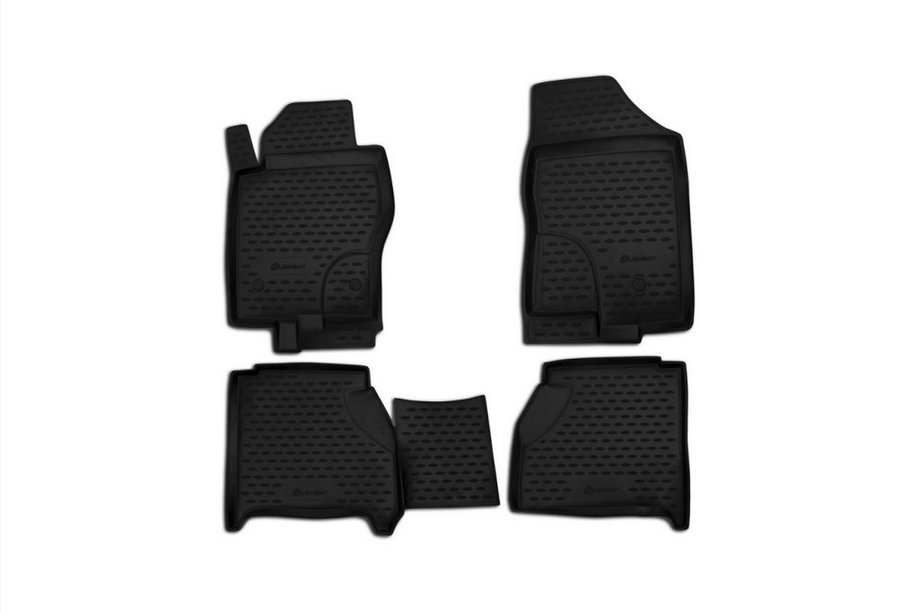 Nissan Navara 2006–2015 (2010-2015) Gumové autokoberce do interiéru (4 ks, Novline) s výřezem u zadního sedadla Image