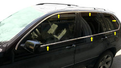 BMW X5 E53 1999–2006 Kompletní okenní lišty (12 ks, nerez) fotografie 1