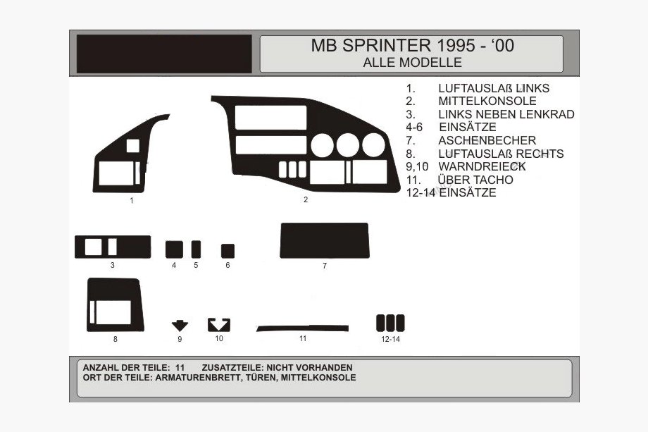 Mercedes Sprinter W901/902/903/904/905 1995–2006 (Tdi, 1995-2000) kryty palubní desky (VIP-Hartman) Ořech Image