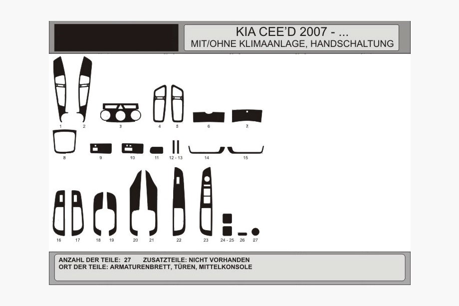 Kia Ceed 2007–2012 Kryty palubní desky Hliník Image