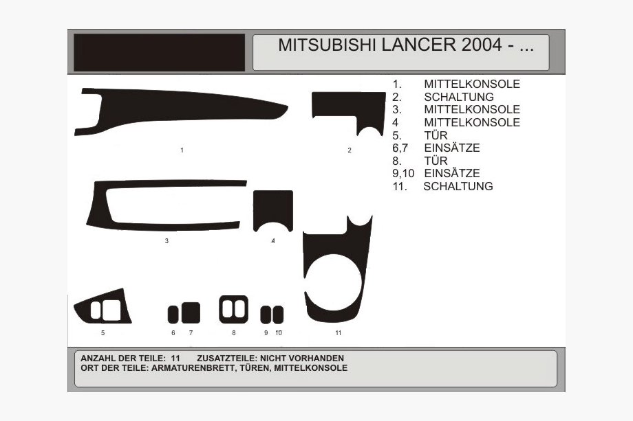 Mitsubishi Lancer 9 2004–2008 Kryty palubní desky (Hartman) Hliník Image