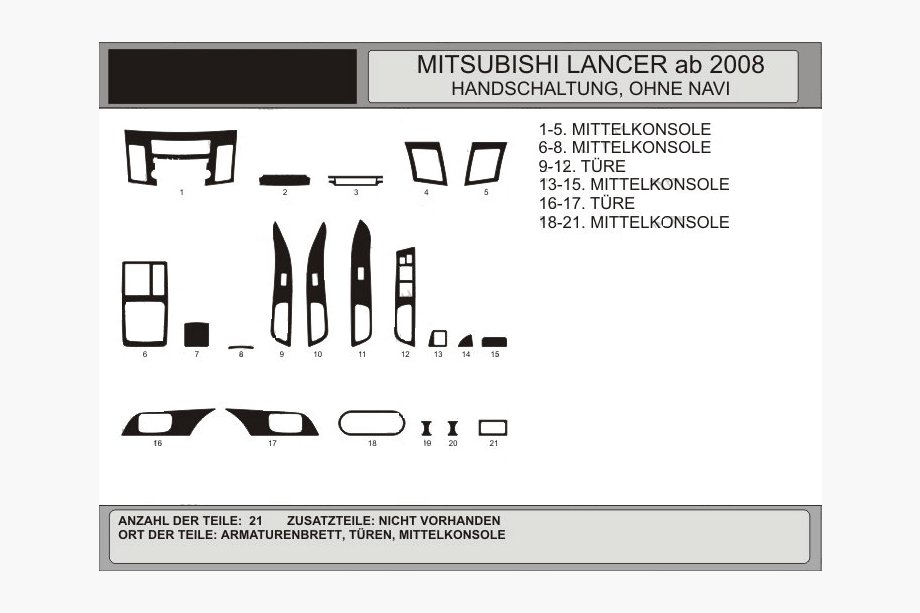 Mitsubishi Lancer X 2008– Kryty palubní desky (Hartman) Image