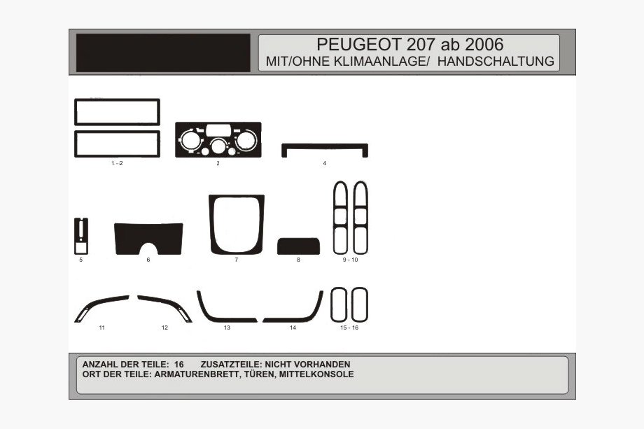 Peugeot 207 2006–2014 Kryty palubní desky (Hartman) Modrá Image