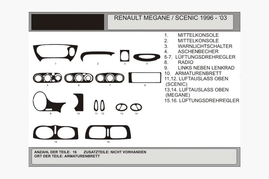 Renault Megane I 1996–2004 Kryty palubní desky 1996-2003 (Hartman, Polsko) Fotografie 1
