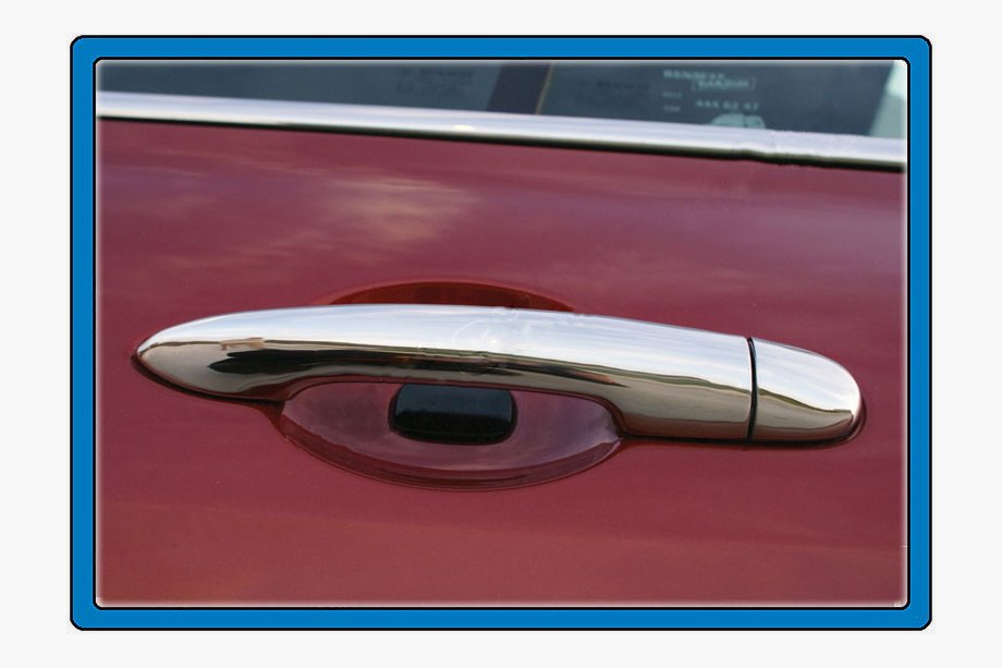 Renault Clio III 2005–2012 Nerezové kryty dveřních klik 4 ks, Carmos – turecká ocel (bez otvorů) Fotografie 2