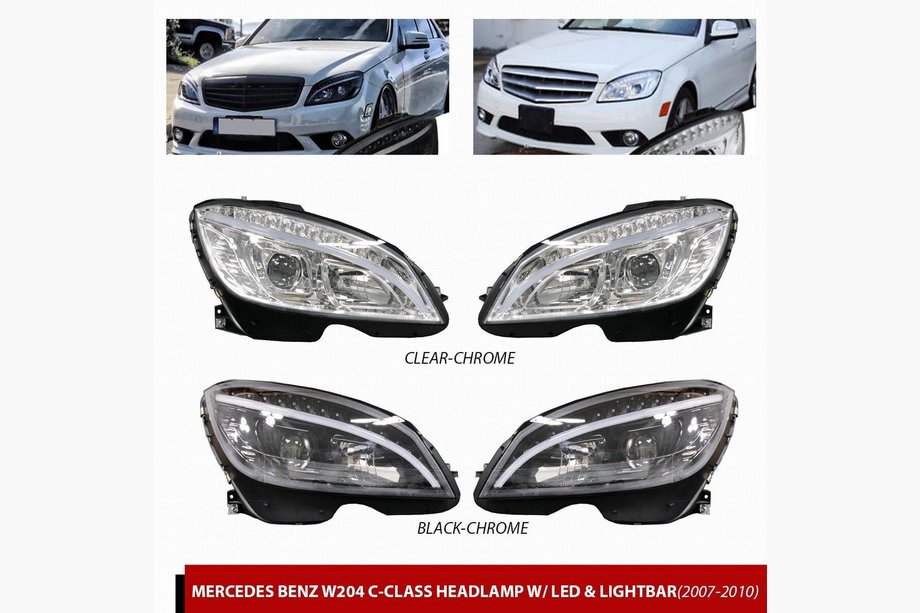 Mercedes C-class W204 2007–2015 Přední LED světlomety (2007-2011, 2 ks) Černá Image