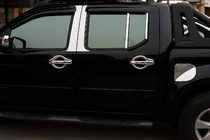 Nissan Navara 2006–2015 Chromové kryty sloupků dveří (6 ks, nerez) fotografie 1