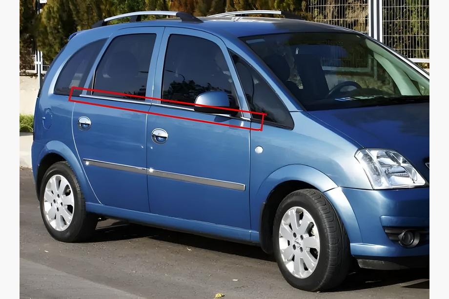 Opel Meriva 2002–2010 Vnější okenní lišty (4 ks, nerez) Fotografie 1