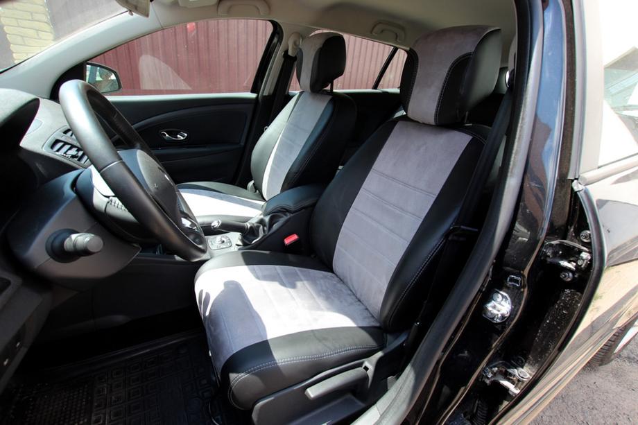 Renault Megane III 2009–2016 Autopotahy eko kůže + tkanina + alcantara Antara A0010 (kompletní sada) Image