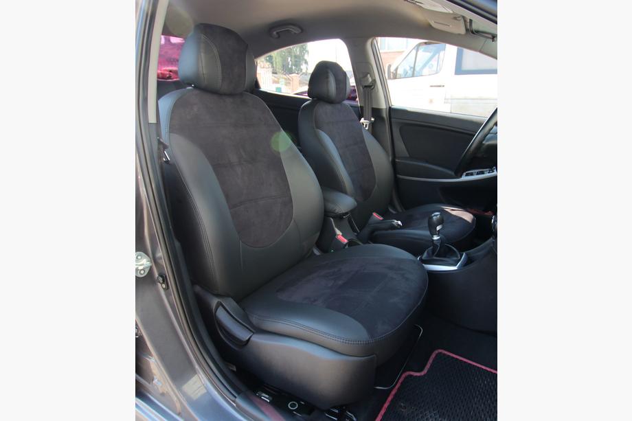 Hyundai Accent 2011–2017 Autopotahy z ekokůže + látka + antara Antara A001 (kompletní sada) Image