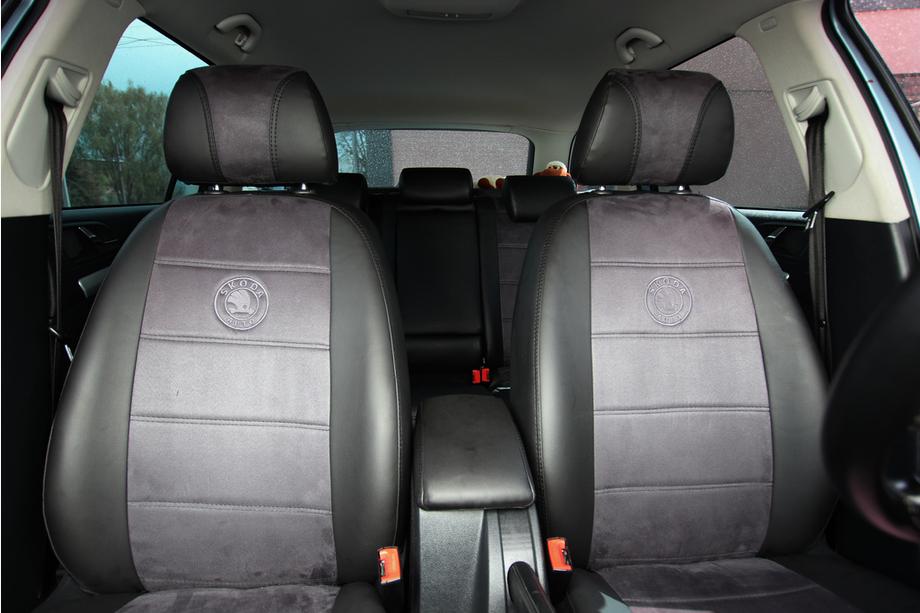 Skoda Octavia II A5 2006–2010 Autopotahy z ekokůže + látka + antara Antara A001 (kompletní sada) Fotografie 6