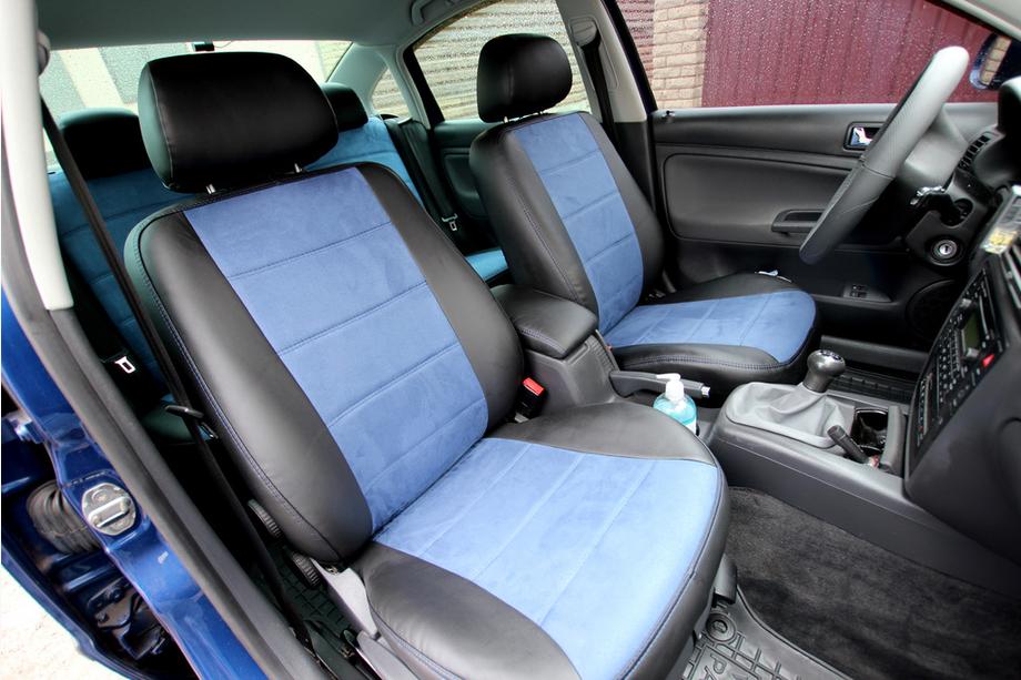 Volkswagen Passat B5 1997–2005 Autopotahy eko kůže + látka + Alcantara Antara A006 (kompletní sada do celého interiéru) Fotografie 1
