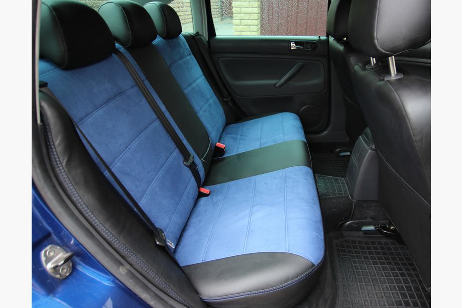 Volkswagen Passat B5 1997–2005 Autopotahy eko kůže + látka + Alcantara Antara A006 (kompletní sada do celého interiéru) Fotografie 5